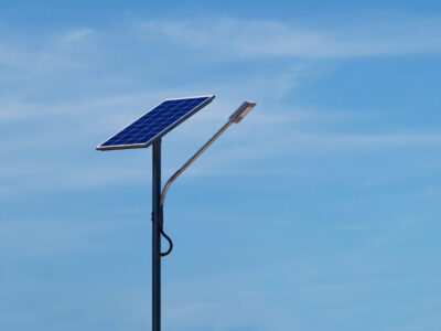 led-street-light-with-solar-cell-blue-sky-background led-street-light-with-solar-cell-blue-sky-background